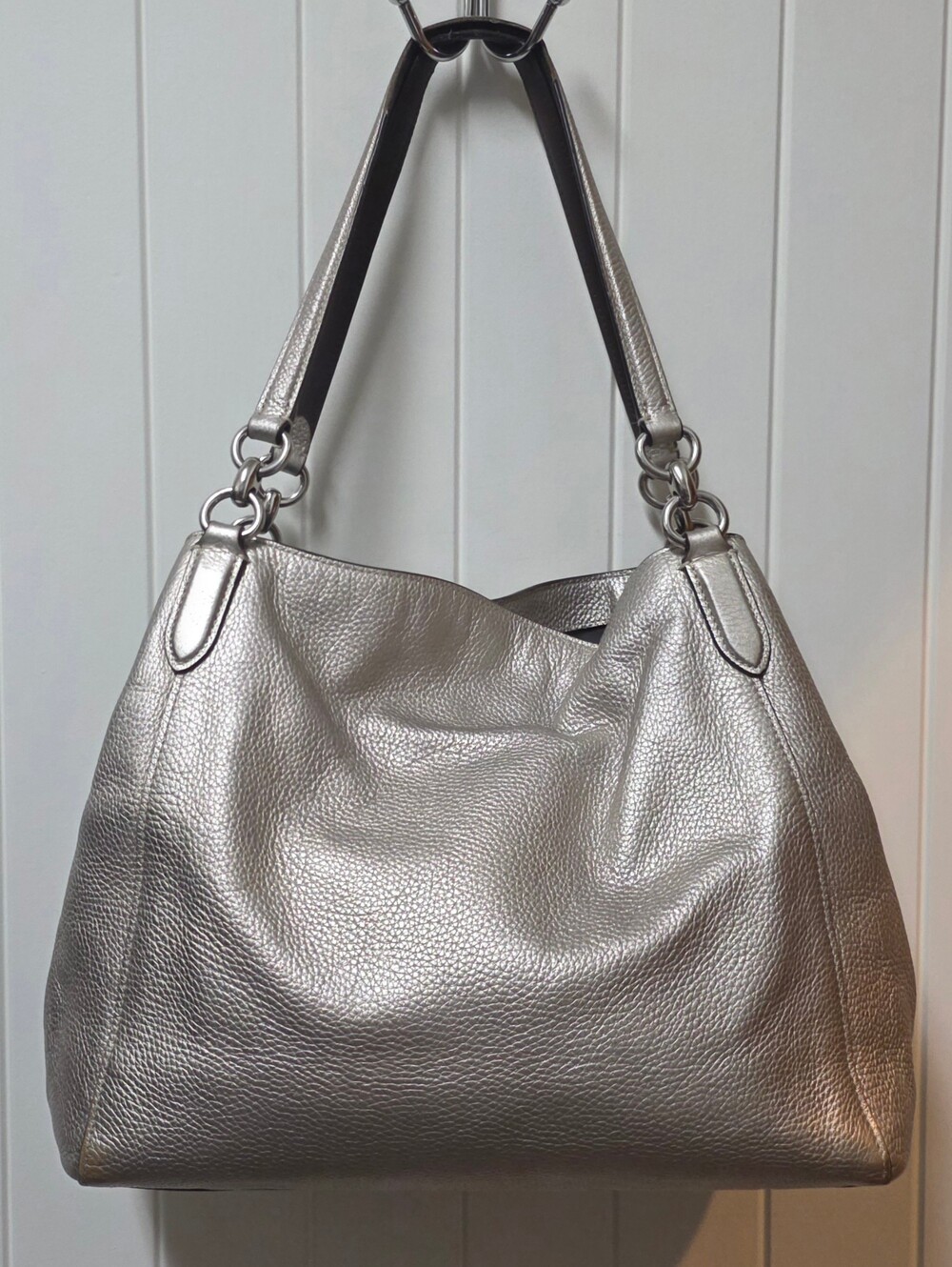 Coach F80271 Hallie Metallic Leather Shoulder Bag - Picture 4 of 15